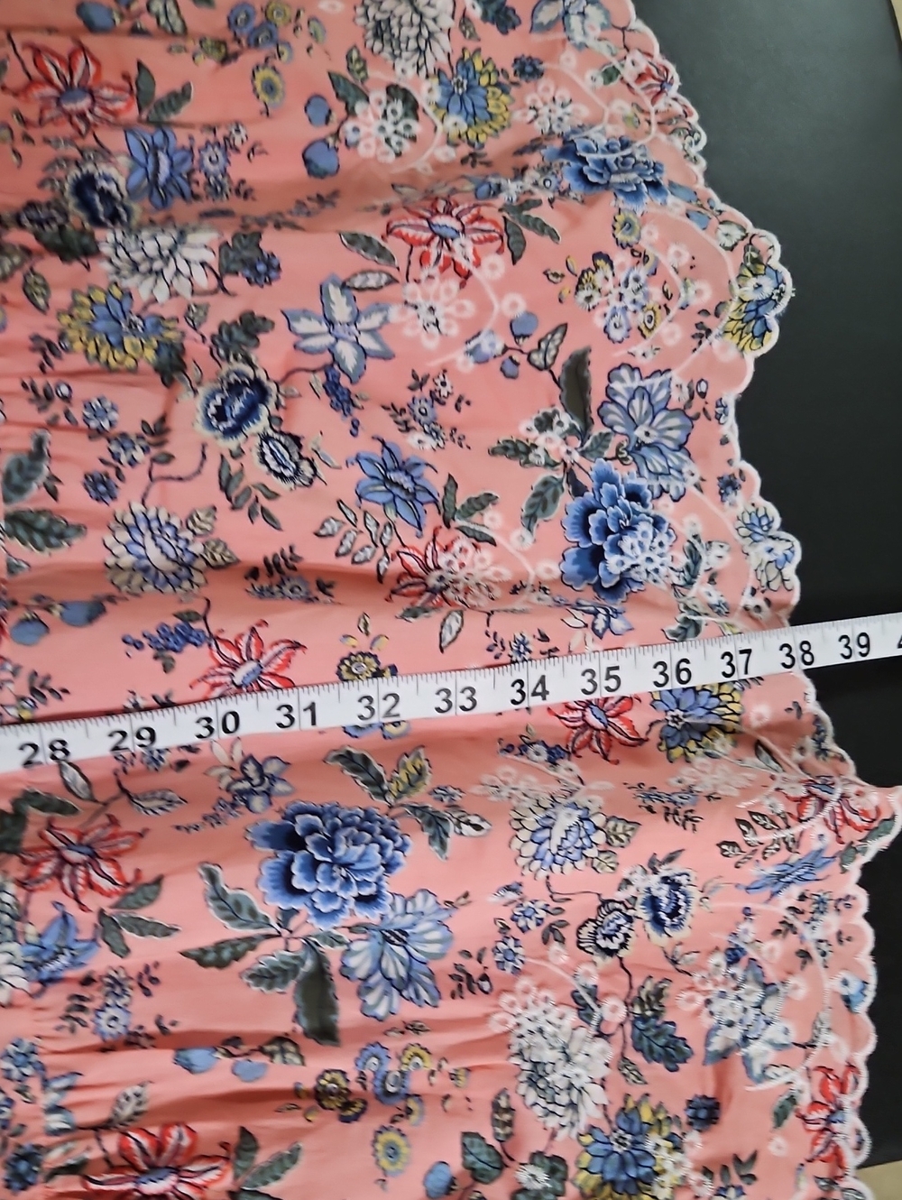 LOFT Pink Floral 3/4 Sleeve Tiered Dress Size 14 Embroidery - Picture 9 of 9